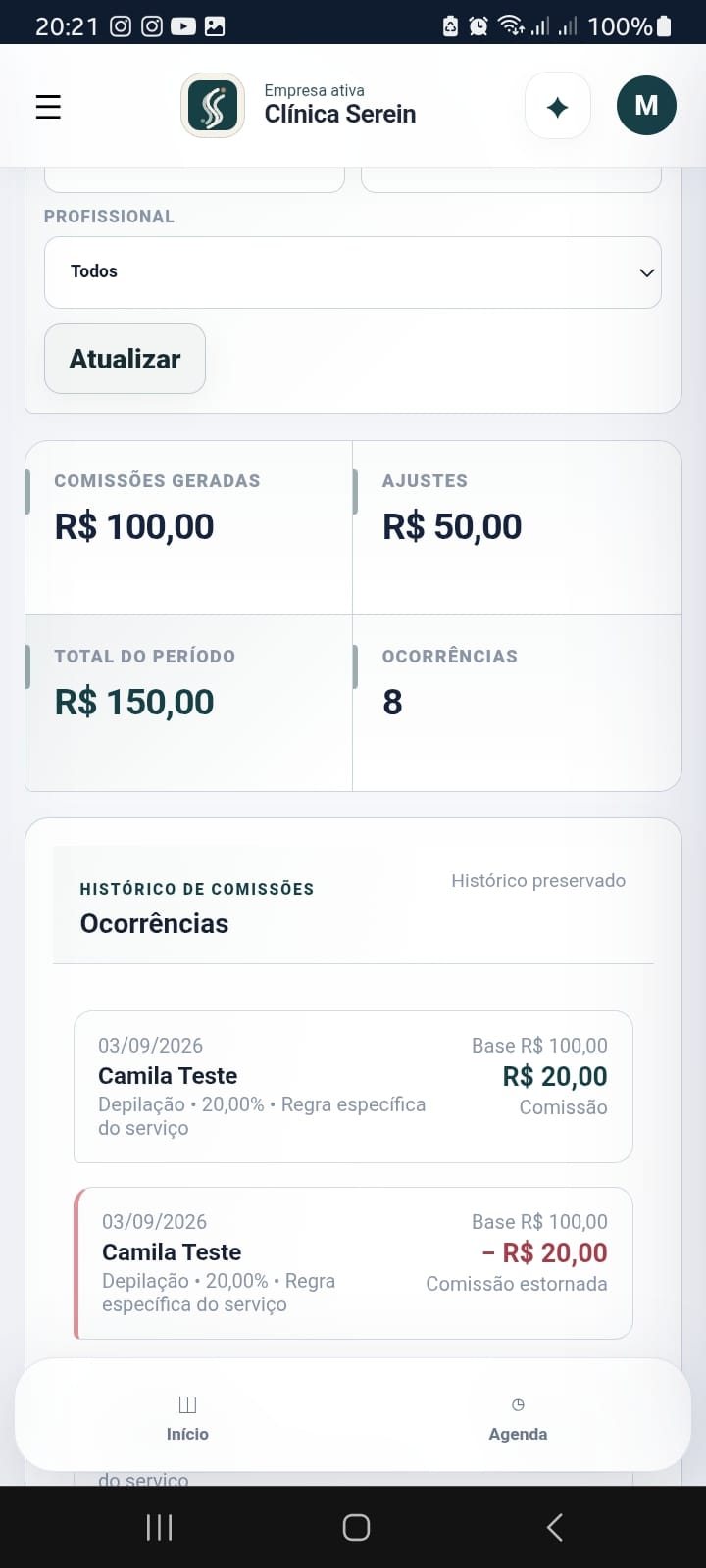Financeiro do Serein no celular